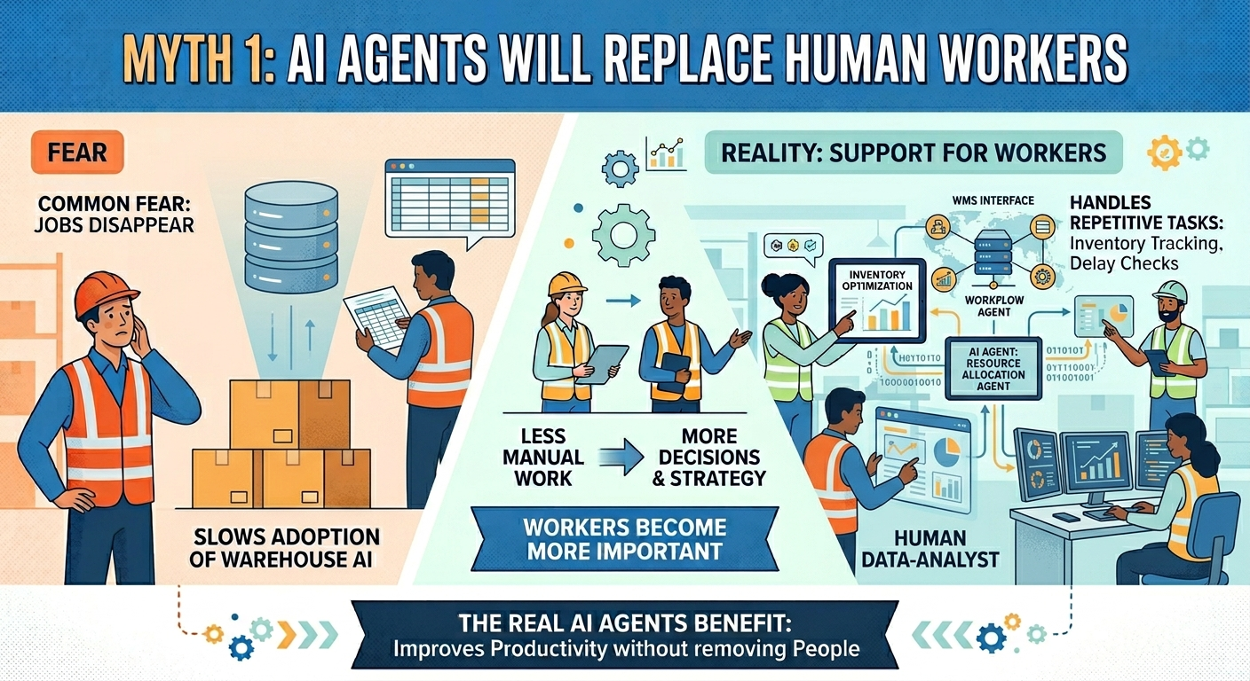 AI agents in warehouse management support workers by reducing manual tasks and improving decision making